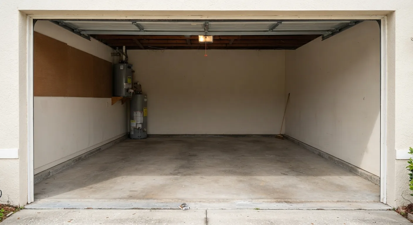 Clean swept garage floor after junk removal in Wesley Chapel