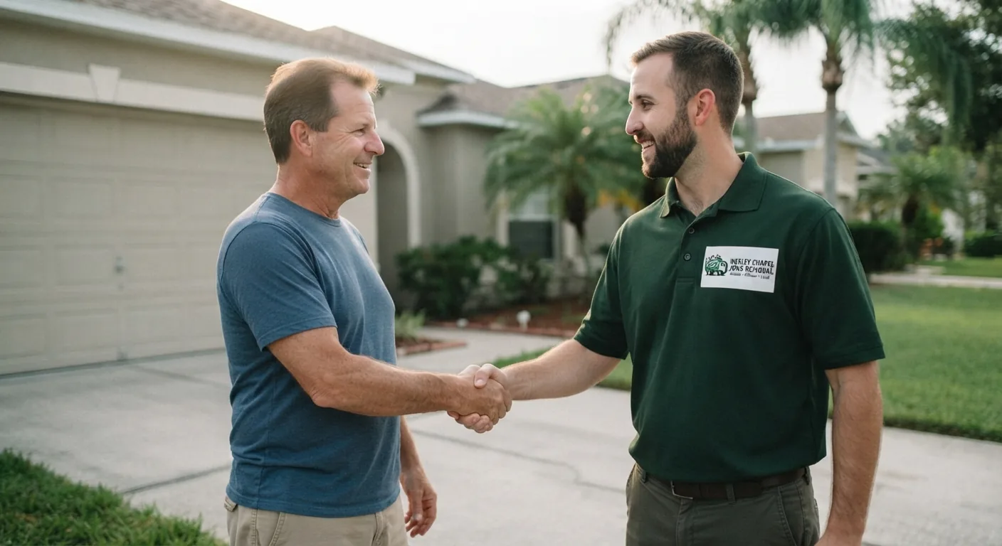 Happy Wesley Chapel homeowner after junk removal